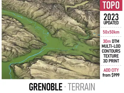 Grenoble Low-poly 3D model