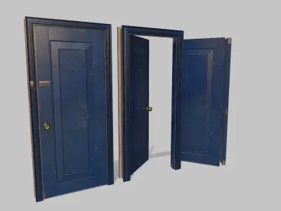 Door blue 06 Low-poly 3D model
