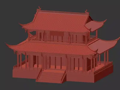 Japan Temple Hall 3D model