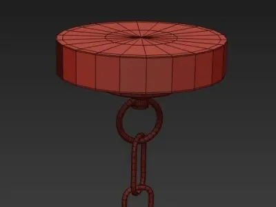 Impero chandelier with two gold balls hanging from ceiling 3D model