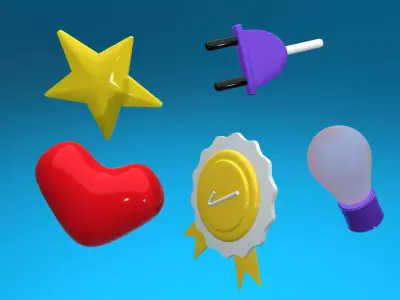 A collections of icons set  Free low-poly 3D model