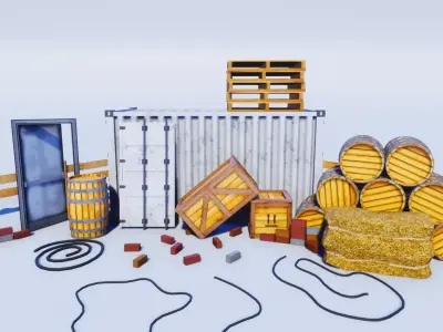 Cartoon Prop Essentials - Industrial Pack Low-poly 3D model