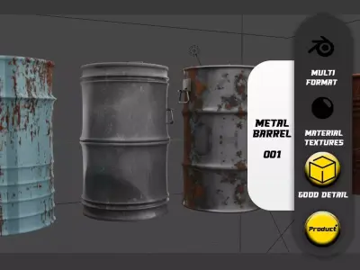 Barrel Set 001 Low-poly 3D model