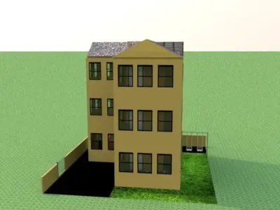2-floor tall beutiful goldern brown building code - 105 Free 3D print model