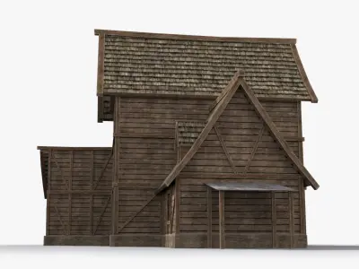 Medieval house x19 Low-poly 3D model