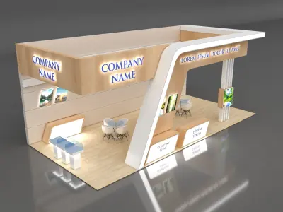 Booth Exhibition Stand Stall 11x7m Height 450 cm 3 Side Open 3D model