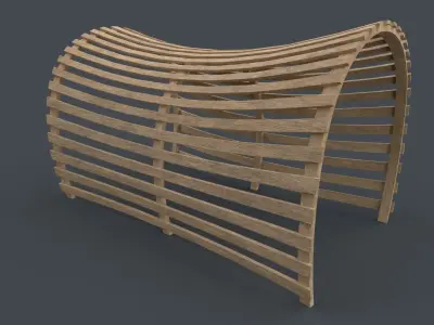 PBR Wooden Pergola Gazebo A1 Low-poly 3D model