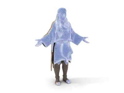 Ancient Tribal Elder Character Rigged and Animated D Model Low-poly 3D model