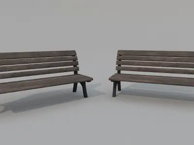 Street Bench Old Low Poly 3DModel Low-poly 3D model