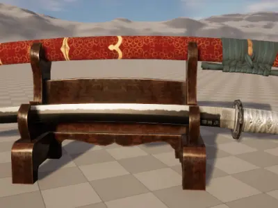 Samurai Katana Low-poly 3D model