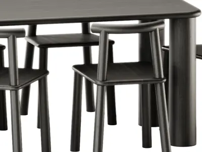 MIDI Open back chair and Found COMMUNE Small Table by Found 3D model
