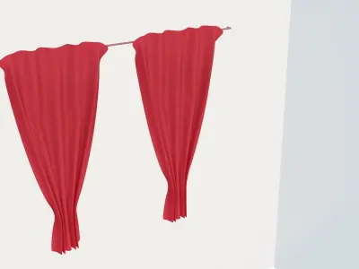 Red curtains 3D model