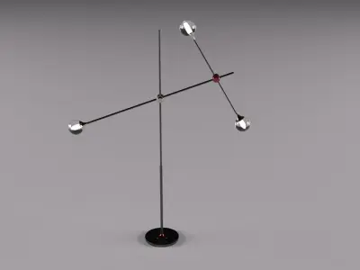 Torsher 3d model floor lamp with three metal poles 3D model