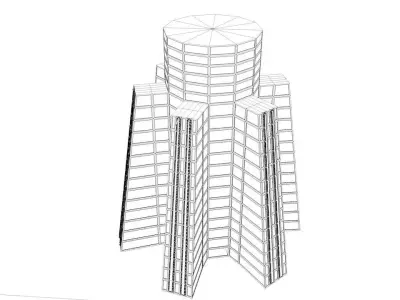 Game-Ready Skyscraper Cinema 4D High-Rise Building 3D Model Low-poly 3D model