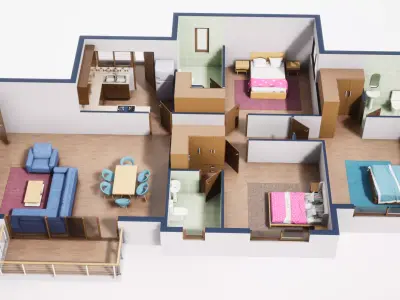 3D Floor Plan Model 52 3D model