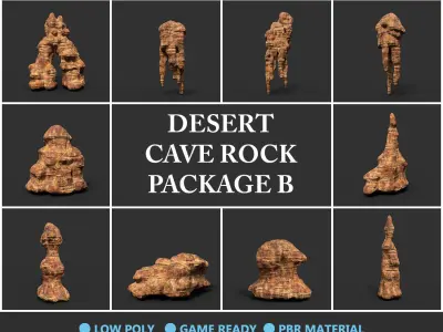 Low poly Mossy Cave Modular Column Pack Low-poly 3D model