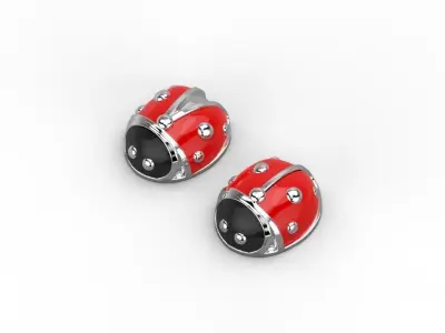101112 SE stud earrings ladybugs with enamel  3D print model