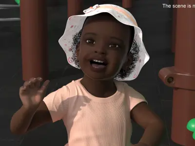  Little African Girl in Summer Outfit Rigged 
