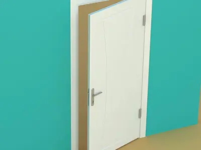 Door-3 door open on wall 3D model