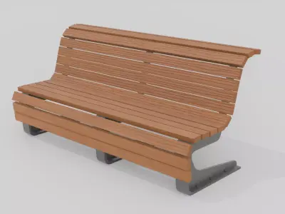 Outdoor Wooden Bench 8 Low-poly 3D model