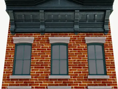 LowPoly FACADE West Village Townhouse 2 Low-poly 3D model