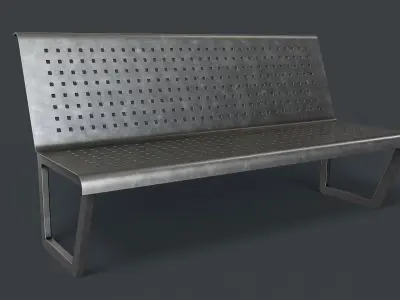 Metal Modern Bench 30 PBR Game Ready Low-poly 3D model