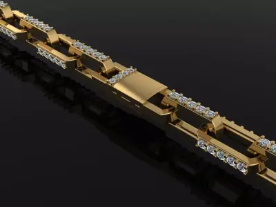 HERMES STYLE DIAMOND TENNIS LINK BRACELET NECKLACE 3D print model