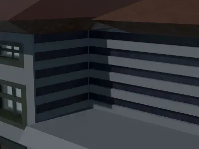 Lowpoly Double Door House For Animation Props Or Show Case  Free 3D model