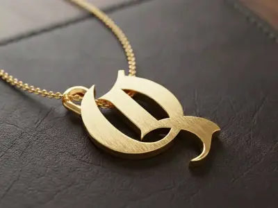 Gothic Letter Q Pendant 3D print model