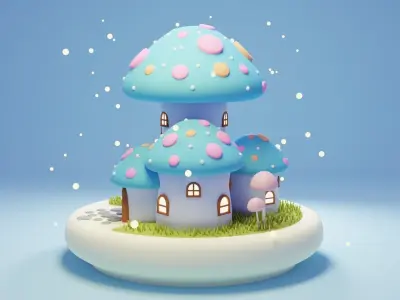 Mushroom House 4 Low-poly 3D model