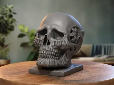 Robot Skull Headphone Stand Cyborg Headset Stand 3D print model buy
