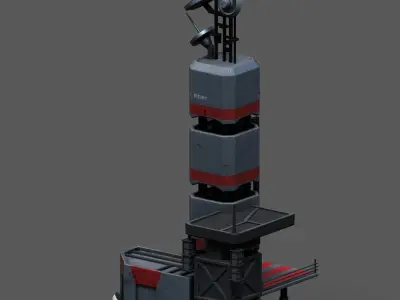 Scifi tower station building exterior skyscraper futuristic  Low-poly 3D model