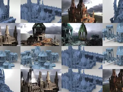 Architecture Fantasy Historical Dome Collection  3D Model Pack