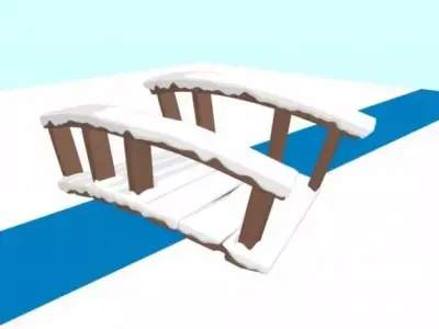 Cartoon Snow covered Bridge 3D model