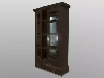 Vitrine wooden cabinet with glass doors Free low-poly 3D model
