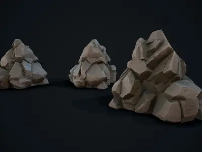 Stylized Gray Stone moss 10 Low-poly 3D model