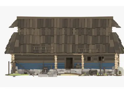 Stylized Low-Poly Game Village House for Creative Projects Low-poly 3D model