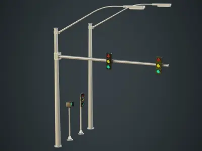 Stop Light 1B Low-poly 3D model