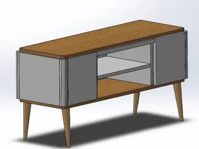  TV stand 2 white doors type Hansel Scandinavian brand 3D model