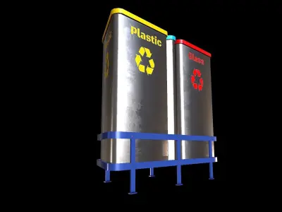 Recycle Bins PBR model3 Low-poly 3D model