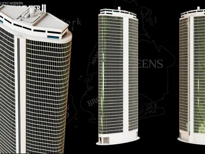 High Detailed City Skyscraper Buildings Model Pack Low-poly 3D model