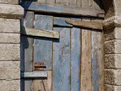 Devastated Door Low-poly 3D model