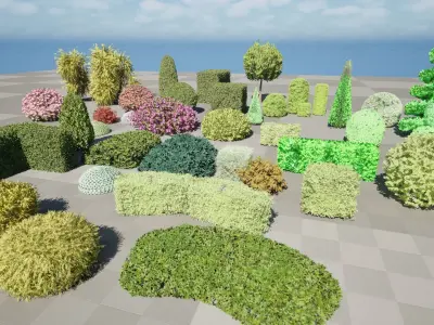 Shaped Bushes 3D Pack 01 3D model