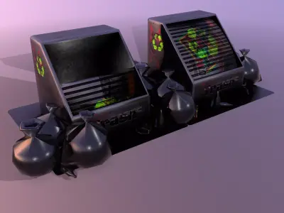 Sci-Fi Trash props Low-poly 3D model