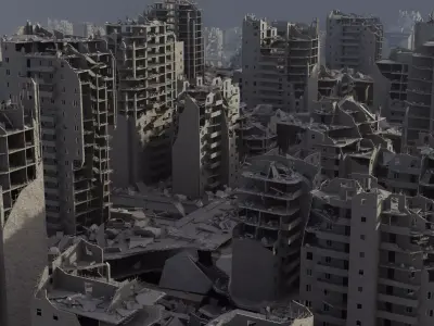 Post Apocalyptic Ruined City 2 3D model