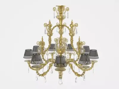 Chandelier gold with shades Free 3D model