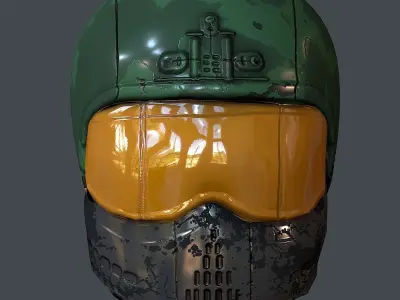 Gas mask helmet 3d model scifi Low-poly Low-poly 3D model Low-poly 3D model 43