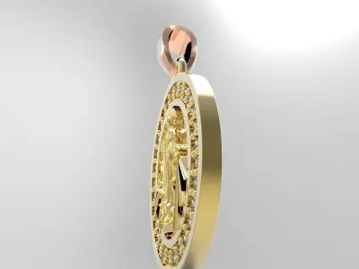 Virgin gold pendant with diamonds 3D model