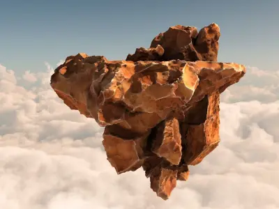 Flying rocks pack and Bonus HDRI map Low-poly 3D model