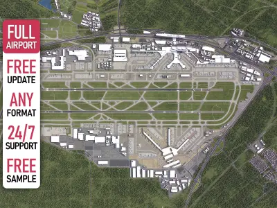 Frankfurt Airport - FRA Low-poly 3D model